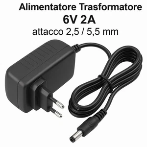 Alimentatore Trasformatore 6V 2A attacco 2.5 / 5.5 mm - Foto 1 di 1