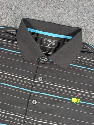 Camisa Polo Master's Tech Para Hombre XL Negra Rayas Rendimiento Golf Augusta Foto 1 de 4