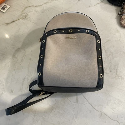 FURLA small Backpack Genuine Leather Size S/M cream and black EXCELLENT two tone - Image 1 of 4