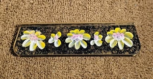 Custodia porta pettine vintage in metallo tono oro ottone dipinto a mano solo 4,25" - Foto 1 di 6