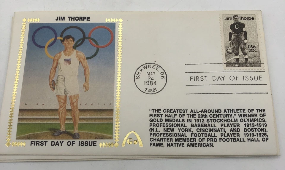 Jim Thorpe First Day of Issue Gateway Silk Cachet May 24, 1984 - Image 1 of 1