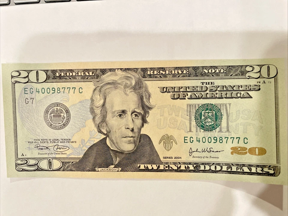 2004 "LUCKY 7's" $20 TWENTY DOLLAR BILL - 3 of a Kind Fancy Serial Number - Image 1 of 4