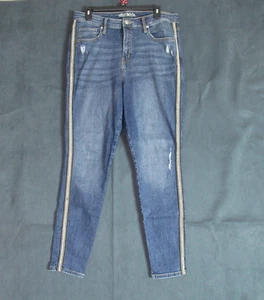 Wild Fable Damenjeans Größe 14 Blau Used-Look hoher Bund Skinny Racer-Streifen - Bild 1 von 11