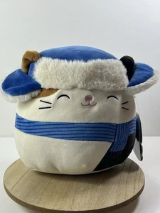 Squishmallows Cam The Cat 8” with Trapper Hat New with Tags Winter Plush Stuffed - Picture 1 of 15