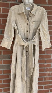 Maxi Camisa Vestido Marella By Max Mara Balia Dorado Lino Talla 2 Nuevo con Etiquetas - Imagen 1 de 7