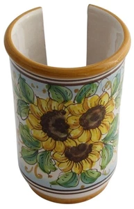 PORTABICCHIERI PICCOLO IN CERAMICA SICILIANA GIRASOLE ART 18 - Bild 1 von 1