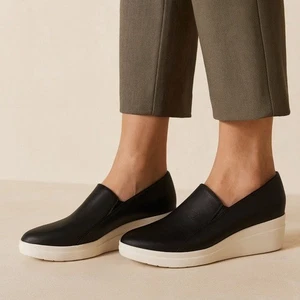 Naturalizer Sandra Wedge Shoes Black Slip-On Comfort Size 11W Leather - Picture 1 of 16