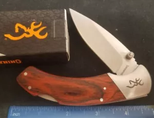 Browning 0369 Lockback Knife, Brown Pakkawood Handles & - Picture 1 of 5