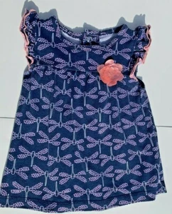 Carters Baby Girl 6 Months Sleeveless Dress Sun Suit Navy Pink Dragonfly NICE - Picture 1 of 10