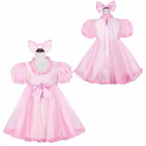 Niña Sissy criada rosa organza vestido con cerradura disfraces de cosplay hechos a medida - Imagen 1 de 4