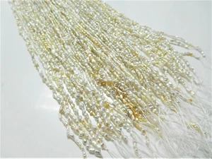 Japanische Akoya Keshi Perlen Halskette lose Stränge 2-5 mm Barock Weiß/Gold 20 Zoll - Bild 1 von 10