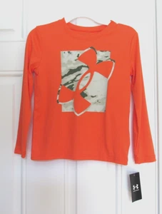 NEW BOYS UNDER ARMOUR LIGHTWEIGHT LONG SLEEVE GRAPHIC SHIRT SIZE 6 ORANGE $24 - Picture 1 of 3