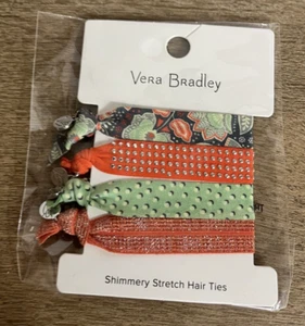 NWT Vera Bradley Women's Multicolor 4 pack Shimmery Stretch Hair Ties - Picture 1 of 2