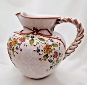 Vase Keramik retro Krug getöpfert Blumen Henkelvase Blumenvase Vintage 20cm - Bild 1 von 12