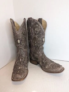 Corral Vintage Jessica Western Cowgirl Stiefel braun Einlage Leder Nieten Größe 7 - Bild 1 von 10