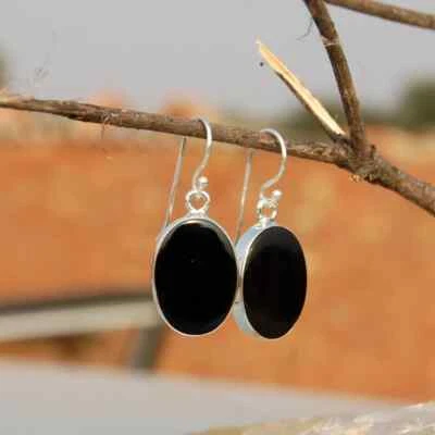 Black Onyx Gemstone 925 Sterling Silver Handmade Earring GT-76 - Image 1 of 4
