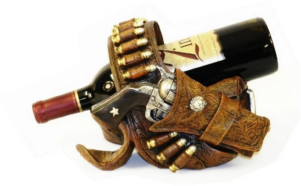 old West Six Shooter & Holster Wine Bottle Holder Rack A Gift for wine lovers - Image 1 of 1