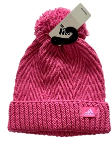 Adidas Youth Girls TWILIGHT 4 POMPOM BEANIE Hat Pink / Orchid New - Picture 1 of 4