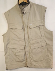 Columbia Safari Vest Mens XL Brown Outdoor Utility Pockets Full Zip Titanium - Picture 1 of 12