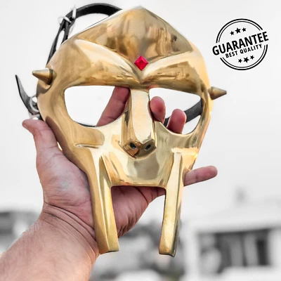 MF Doom Gladiator Mask – Durable Steel Face Mask with Brass Finish for Cosplay - Image 1 of 4