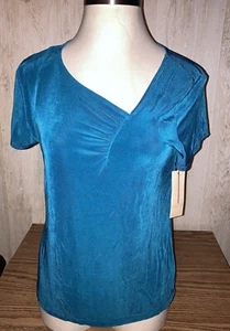 Women’s Choices Top Shirt Large New NWT Teal Short Sleeve Msrp $40 - Picture 1 of 10