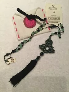 Anna E Alex NWT Handcrafted in Italy Green Black Necklace Passementerie w/Tassel - Picture 1 of 10