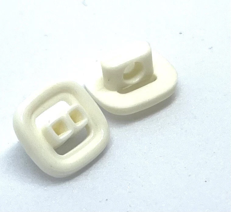 10pcs X 10mm Off White Square Rounded Edge  Cut Out Shank Buttons - Image 1 of 4
