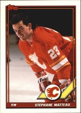 1991-92 Topps Calgary Flames Hockey Card #383 Stephane Matteau