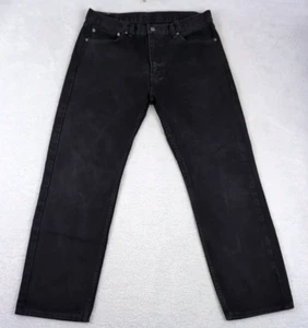 Levis 505 Mens Jeans 36 x 30 Black Dark Wash Cotton Straight Leg - Picture 1 of 6