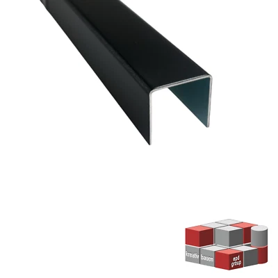  Aluminium U-Profil RAL9005 schwarz 1,0mm stark Abdeckschiene Alu Einfassprofil - Bild 1 von 2