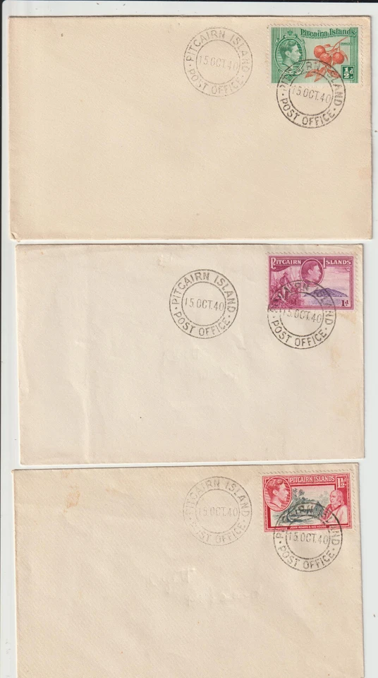 PITCAIRN ISLAND - 1940 GVI ½d to 1½d FIRST DAY COVERS ( 3 ) - Image 1 of 1