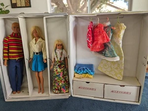 Vintage 1966 Barbie, 1968 Ken, 1967 Skipper and World of Barbie Doll Trunk 1969 - Picture 1 of 16