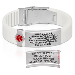 Divoti Custom Engraved Silicone Medical Alert ID Wristband Dual-Sided (19mm) - Picture 1 of 104