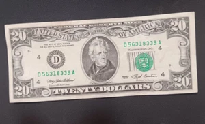 1993 Series $20 Dollar Bill Federal Reserve Note Serial No. D56318339 A - Picture 1 of 2