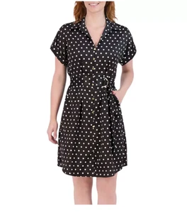 French Connection kurzes Shirtkleid schwarz mit weißen Punkten Damen Gr. L Neu mit Etikett - Bild 1 von 5