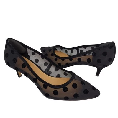 Bomba de tacón de gatito a lunares negra talla 7 J.Crew Factory Esme Foto 1 de 4