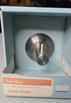 Gancho para bata de baño vintage 2004 Martha Stewart Bliss acero inoxidable nuevo en caja Foto 1 de 4