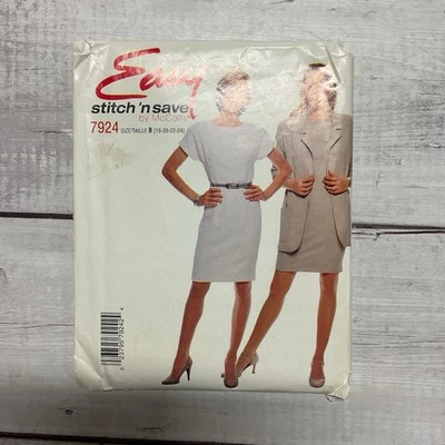 McCalls 7924 Sewing Pattern Semi Fitted Dress Jacket Womens Size 18-24 UNCUT - Image 1 of 3
