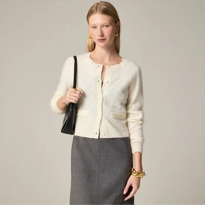 Cárdigan recortado de cachemir cepillado J.Crew cálido marfil XL Foto 1 de 4