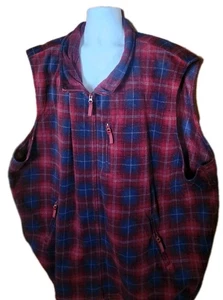 King Size Soft Warm Fleece Plaid Big&tall Vest Size  7XL Big Chest Pocke Box  #1 - Picture 1 of 6