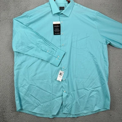 Camisa de Vestir Van Heusen Hombres Defensa Diaria 20 35-36 Azul Turquesa Calce Alto NUEVA Foto 1 de 4