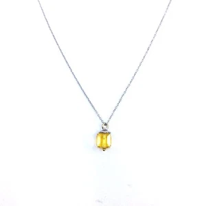 Modern elegance 18k yellow gold box chain necklace with citrine pendant - Picture 1 of 5