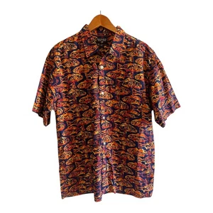 Ralph Lauren Loop Collar Camp Shirt Men's Medium Fish Print Polo Jeans NWT - Picture 1 of 4