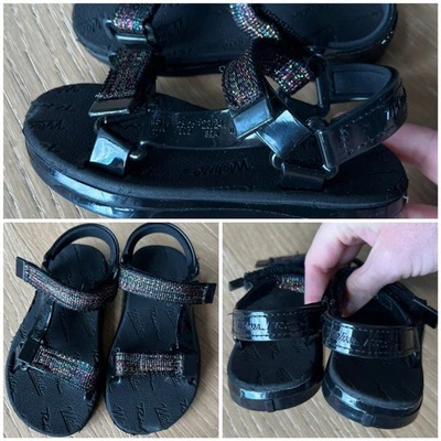 Mini Melissa Rainbow Metallic Black Jelly Gladiator Sandals Toddler Girls sz 9c - Image 1 of 4
