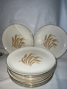 10 Vintage Homer Laughlin 22K GOLDEN WHEAT 7 3/8" Plates MCM 1950's - Picture 1 of 4