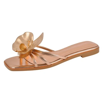 Sandalias planas para mujer con adornos florales US11 Foto 1 de 2