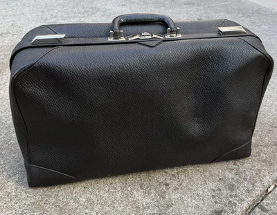 Vintage 1920s Dresner Top Grain Cowhide Suitcase – Patented 1921 – Plaid Liner - Image 1 of 4