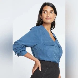 Universal Standard Cooling Stretch Cupro Button-Down Blouse - size large - Picture 1 of 13