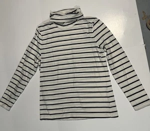 T by Talbots Top Womens Small Blue White Stripe Long Sleeve Turtleneck #1815 - Picture 1 of 4
