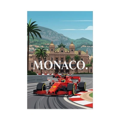 Monaco Poster – Formula 1 Grand Prix Circuit Vintage Racing Wall Art Print - Image 1 of 4